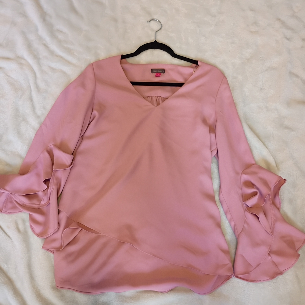 Vince Camuto Pink Ruffle Sleeve Top